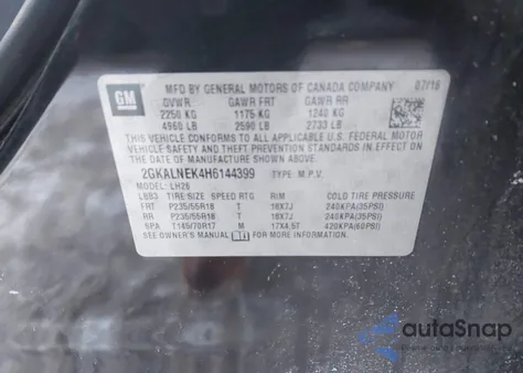2017 GMC Terrain Sle-2 from USA, damaged, VIN 2GKALNEK4H6144399